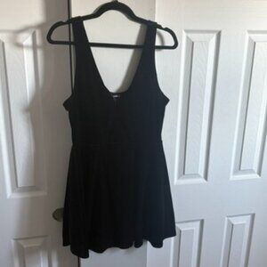 Express black deep V skater dress